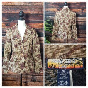 NWOT Havana Jacks Cafe Blazer 10 Tapestry Jacket Beige Floral Vintage Guatemala